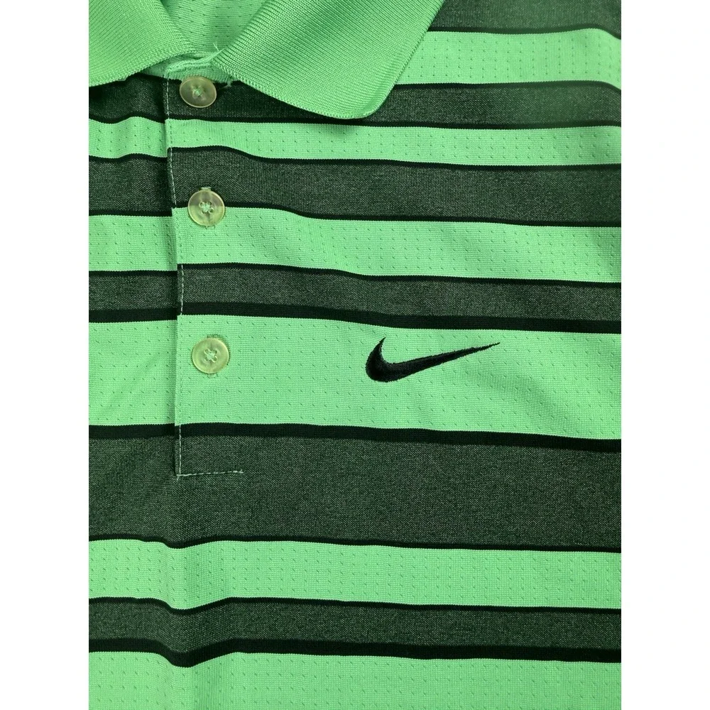 Nike‎ Golf Tour Performance Mens Dri-fit Polo Shirt Green Black Stripes Sz Large